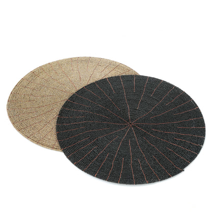 Kralen Placemat - BAZAR BIZAR - Ø 30cm - zwart