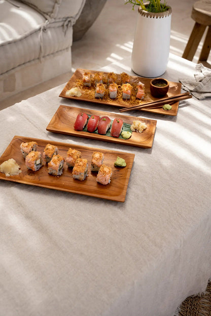 Sushi serveerplaat – BAZAR BIZAR De Teakwortel Sushi Plaat – naturel – S