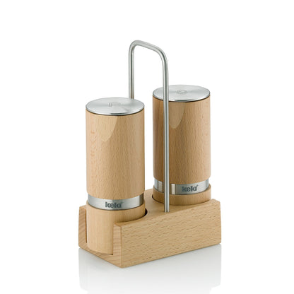 KELA-Kauri_Zout-_en_Pepermolenset_met_Houder-Beukenhout