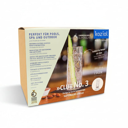 Longdrinkglazen – Onbreekbaar & 250 ml inhoud – KOZIOL Club No.03 – transparant – (set van 6)